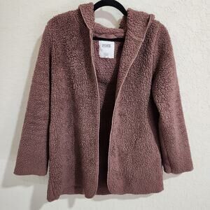 PINK Victoria's Secret Teddy Sherpa Hoodie Mauve Brown Cardigan Jacket XS/S